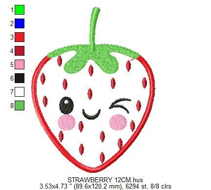 Strawberry embroidery designs - Fruit embroidery design machine embroidery pattern - Kitchen embroidery file - Strawberry applique design
