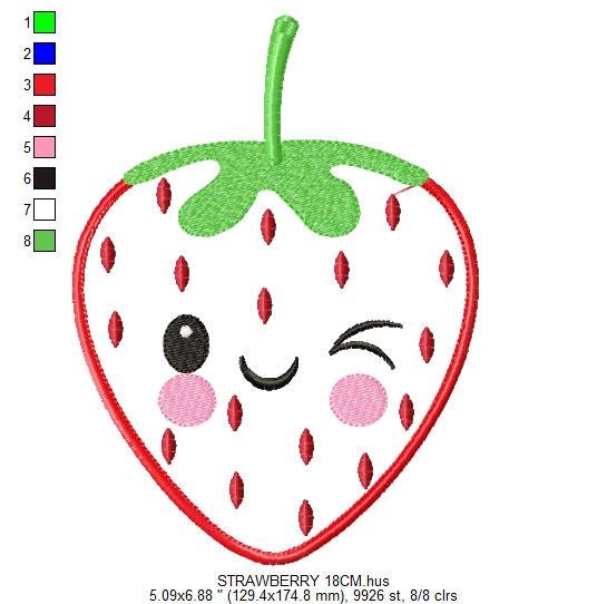 Strawberry embroidery designs - Fruit embroidery design machine embroidery pattern - Kitchen embroidery file - Strawberry applique design