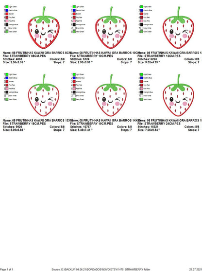 Strawberry embroidery designs - Fruit embroidery design machine embroidery pattern - Kitchen embroidery file - Strawberry applique design