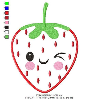 Strawberry embroidery designs - Fruit embroidery design machine embroidery pattern - Kitchen embroidery file - Strawberry applique design