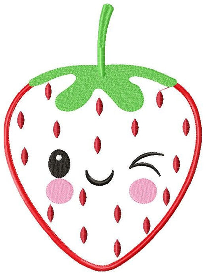 Strawberry embroidery designs - Fruit embroidery design machine embroidery pattern - Kitchen embroidery file - Strawberry applique design