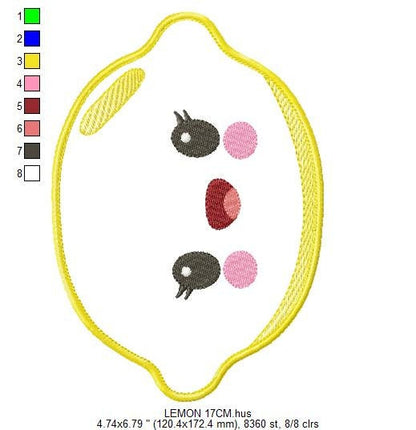 Lemon embroidery designs - Fruit embroidery design machine embroidery pattern - Kitchen embroidery file - Lime applique instant download pes