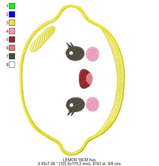 Lemon embroidery designs - Fruit embroidery design machine embroidery pattern - Kitchen embroidery file - Lime applique instant download pes