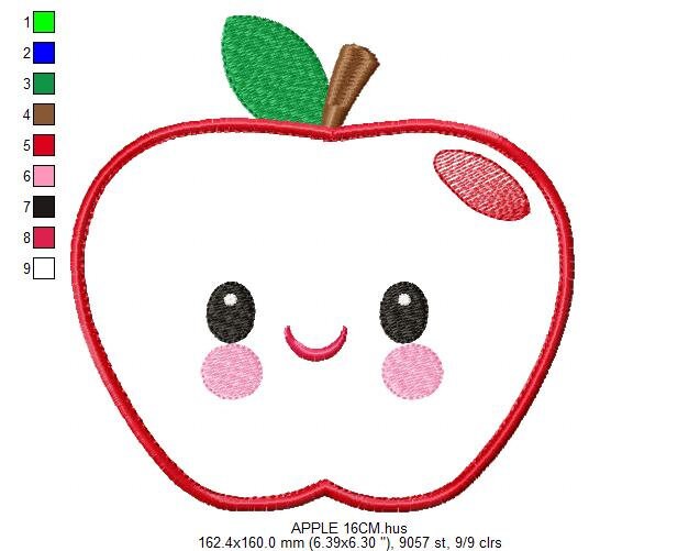 Apple embroidery designs - Fruit embroidery design machine embroidery pattern - Kitchen embroidery file Apple applique Fruit applique design