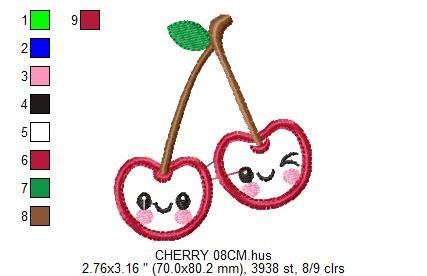 Cherry embroidery designs - Fruit embroidery design machine embroidery pattern - Kitchen embroidery file - Cherry applique design pes jef