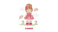 Charger l&#39;image dans la galerie, Baby girl embroidery designs - Children embroidery design machine embroidery pattern - Girl with birds embroidery file - princess embroidery
