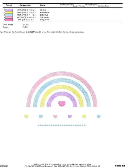 Cloud embroidery design - Rainbow embroidery designs machine embroidery pattern - Baby girl embroidery file - digital download sky rainbow Marcia Embroidery