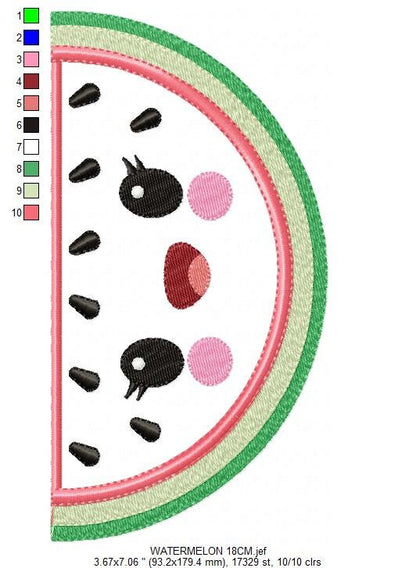 Watermelon embroidery designs - Fruit embroidery design machine embroidery pattern - Watermelon applique design - Kitchen embroidery file