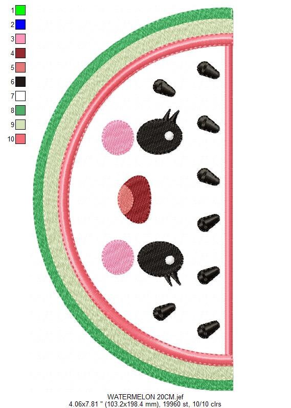 Watermelon embroidery designs - Fruit embroidery design machine embroidery pattern - Watermelon applique design - Kitchen embroidery file