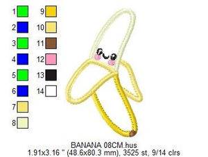 Banana embroidery designs - Fruit embroidery design machine embroidery pattern - Kitchen embroidery file - Banana applique design pes jef