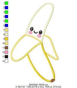 Banana embroidery designs - Fruit embroidery design machine embroidery pattern - Kitchen embroidery file - Banana applique design pes jef