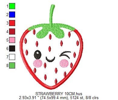 Strawberry embroidery designs - Fruit embroidery design machine embroidery pattern - Kitchen embroidery file - Strawberry applique design