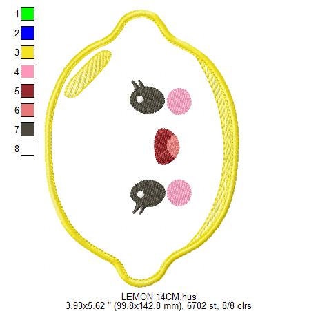 Lemon embroidery designs - Fruit embroidery design machine embroidery pattern - Kitchen embroidery file - Lime applique instant download pes