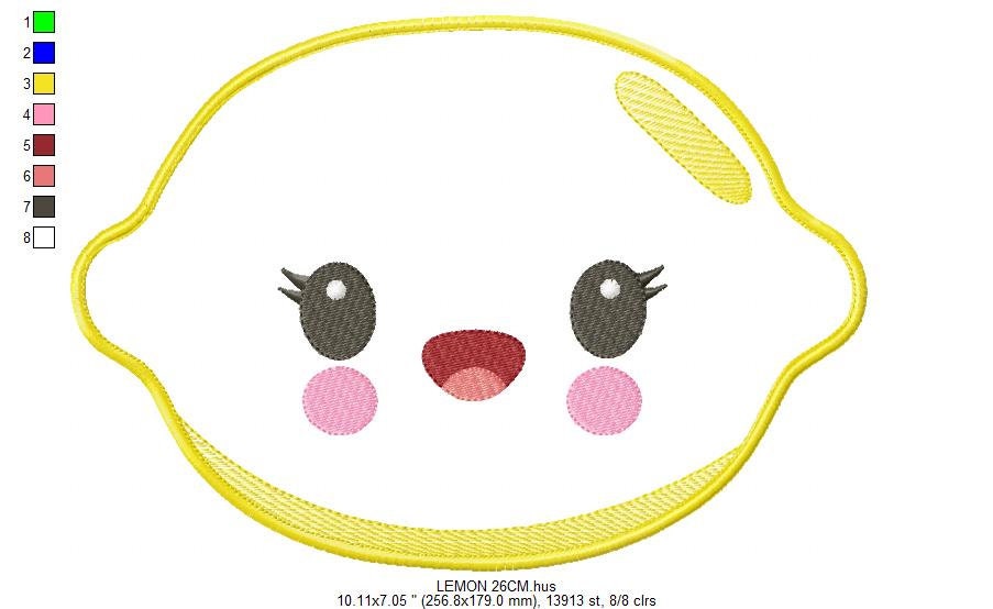 Lemon embroidery designs - Fruit embroidery design machine embroidery pattern - Kitchen embroidery file - Lime applique instant download pes