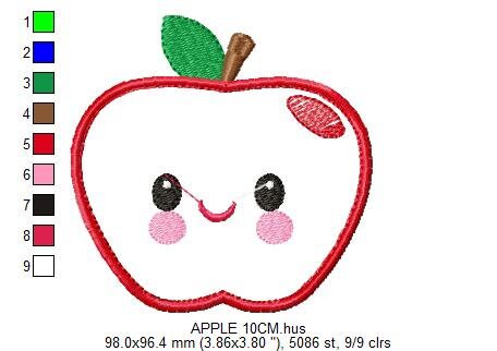 Apple embroidery designs - Fruit embroidery design machine embroidery pattern - Kitchen embroidery file Apple applique Fruit applique design
