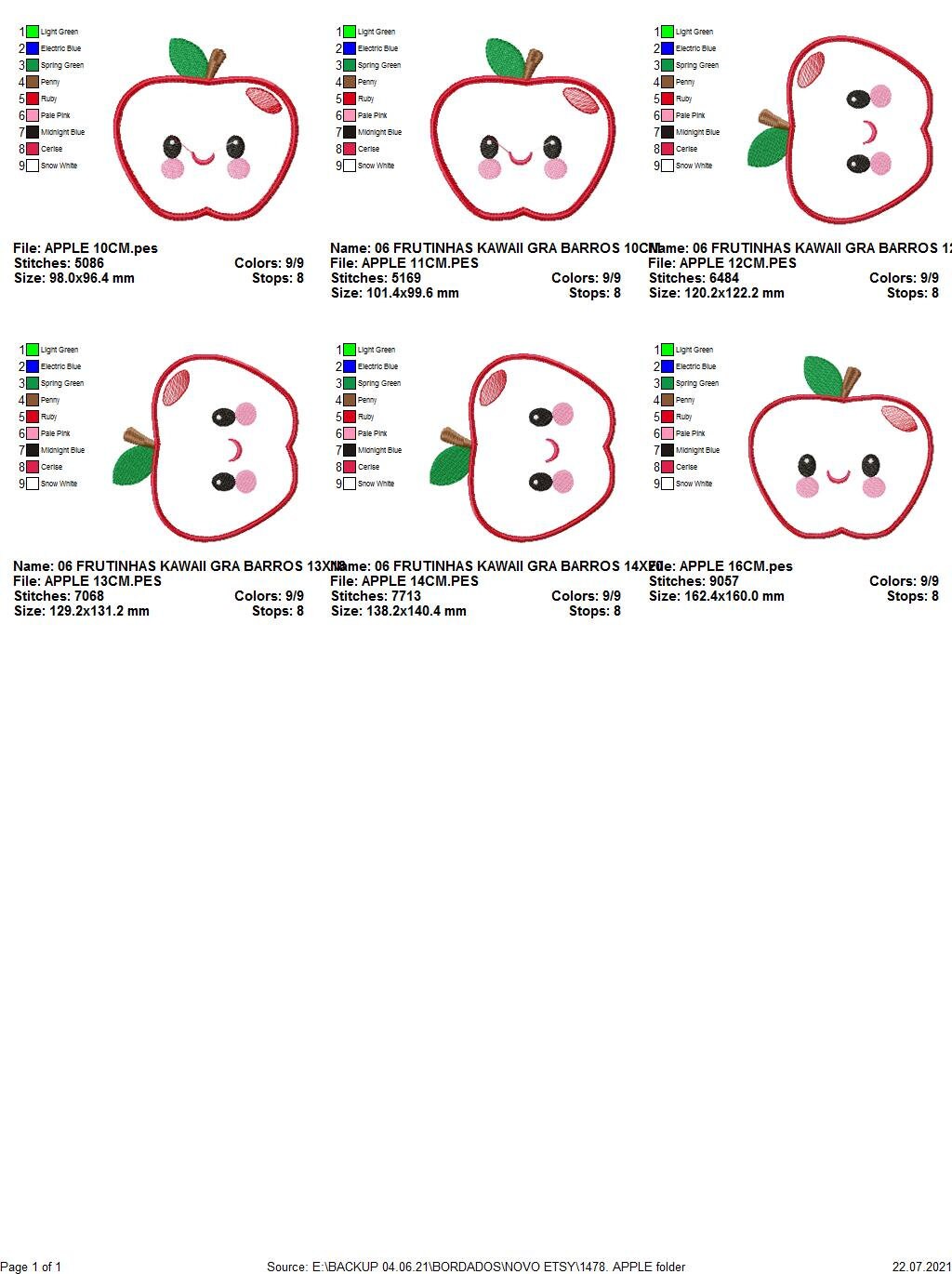 Apple embroidery designs - Fruit embroidery design machine embroidery pattern - Kitchen embroidery file Apple applique Fruit applique design