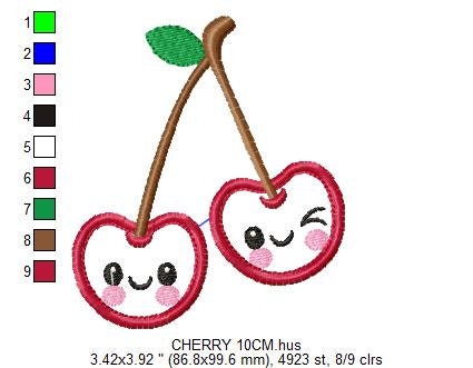 Cherry embroidery designs - Fruit embroidery design machine embroidery pattern - Kitchen embroidery file - Cherry applique design pes jef