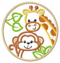 Cargar imagen en el visor de la galería, Monkey embroidery designs - Safari embroidery design machine embroidery pattern - Giraffe embroidery file - animal monkey applique frame
