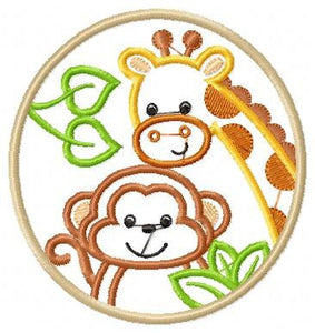 Monkey embroidery designs - Safari embroidery design machine embroidery pattern - Giraffe embroidery file - animal monkey applique frame