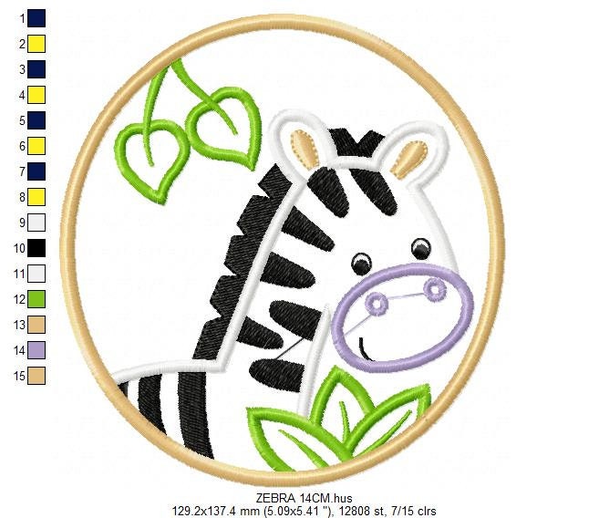Zebra embroidery designs - Animal embroidery design machine embroidery pattern - Safari embroidery file - Zebra applique design download