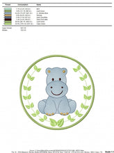 Laden Sie das Bild in den Galerie-Viewer, Hippo embroidery designs - Safari embroidery design machine embroidery pattern - Animal embroidery file - Hippo with applique frame pes jef
