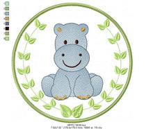 Load image into Gallery viewer, Hippo embroidery designs - Safari embroidery design machine embroidery pattern - Animal embroidery file - Hippo with applique frame pes jef
