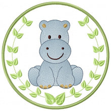 Load image into Gallery viewer, Hippo embroidery designs - Safari embroidery design machine embroidery pattern - Animal embroidery file - Hippo with applique frame pes jef
