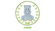 Laden Sie das Bild in den Galerie-Viewer, Hippo embroidery designs - Safari embroidery design machine embroidery pattern - Animal embroidery file - Hippo with applique frame pes jef
