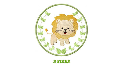 Lion embroidery designs - Safari embroidery design machine embroidery pattern - Animal embroidery file - Lion with applique frame pes jef Marcia Embroidery