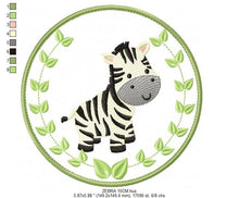 Charger l&#39;image dans la galerie, Zebra embroidery designs - Safari embroidery design machine embroidery pattern - Animal embroidery file - Zebra with applique frame pes jef
