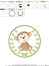 Carica l&#39;immagine nel visualizzatore di Gallery, Monkey embroidery designs - Safari embroidery design machine embroidery pattern - Animal embroidery file - Monkey with applique frame pes
