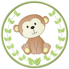 Cargar imagen en el visor de la galería, Monkey embroidery designs - Safari embroidery design machine embroidery pattern - Animal embroidery file - Monkey with applique frame pes
