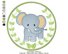 Load image into Gallery viewer, Elephant embroidery designs - Safari embroidery design machine embroidery pattern - Animal embroidery file - Elephant with applique frame
