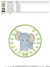 Load image into Gallery viewer, Elephant embroidery designs - Safari embroidery design machine embroidery pattern - Animal embroidery file - Elephant with applique frame
