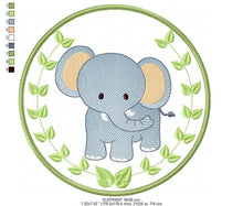 Charger l&#39;image dans la galerie, Elephant embroidery designs - Safari embroidery design machine embroidery pattern - Animal embroidery file - Elephant with applique frame
