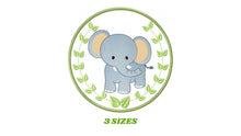 Cargar imagen en el visor de la galería, Elephant embroidery designs - Safari embroidery design machine embroidery pattern - Animal embroidery file - Elephant with applique frame
