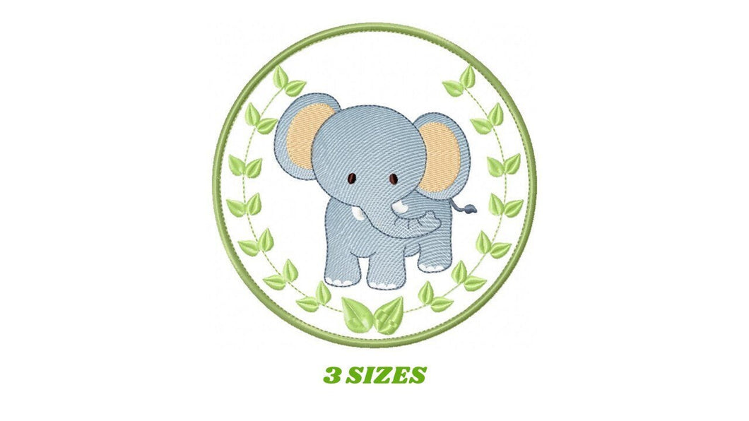 Elephant embroidery designs - Safari embroidery design machine embroidery pattern - Animal embroidery file - Elephant with applique frame