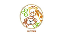 Cargar imagen en el visor de la galería, Monkey embroidery designs - Safari embroidery design machine embroidery pattern - Giraffe embroidery file - animal monkey applique frame
