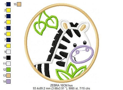 Zebra embroidery designs - Animal embroidery design machine embroidery pattern - Safari embroidery file - Zebra applique design download