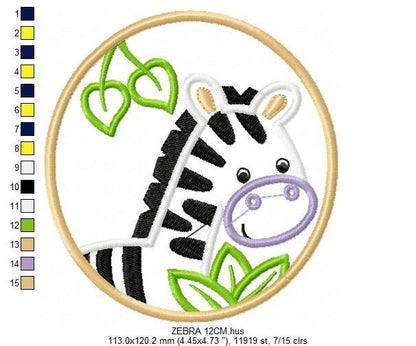 Zebra embroidery designs - Animal embroidery design machine embroidery pattern - Safari embroidery file - Zebra applique design download