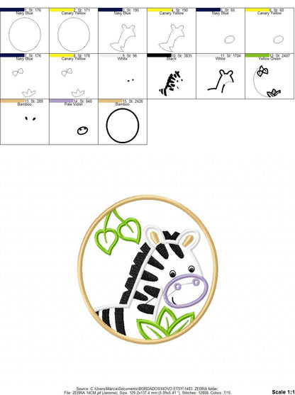 Zebra embroidery designs - Animal embroidery design machine embroidery pattern - Safari embroidery file - Zebra applique design download