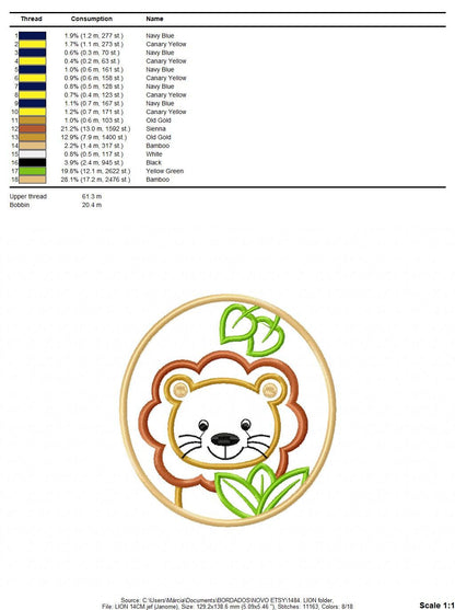Lion embroidery designs - Animal embroidery design machine embroidery pattern - Safari embroidery file - Lion applique design download