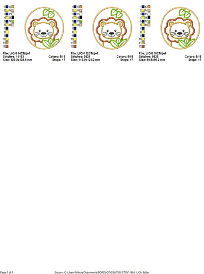 Lion embroidery designs - Animal embroidery design machine embroidery pattern - Safari embroidery file - Lion applique design download
