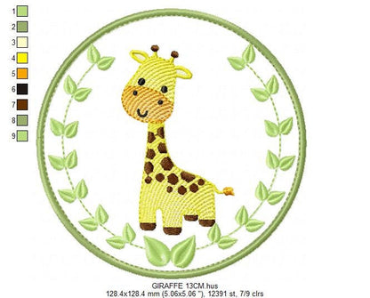 Giraffe embroidery designs - Safari embroidery design machine embroidery pattern - Animal embroidery file - giraffe applique frame pes jef