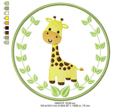 Giraffe embroidery designs - Safari embroidery design machine embroidery pattern - Animal embroidery file - giraffe applique frame pes jef