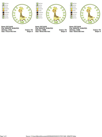 Giraffe embroidery designs - Safari embroidery design machine embroidery pattern - Animal embroidery file - giraffe applique frame pes jef