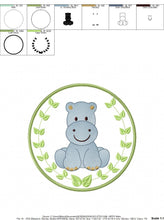 Load image into Gallery viewer, Hippo embroidery designs - Safari embroidery design machine embroidery pattern - Animal embroidery file - Hippo with applique frame pes jef
