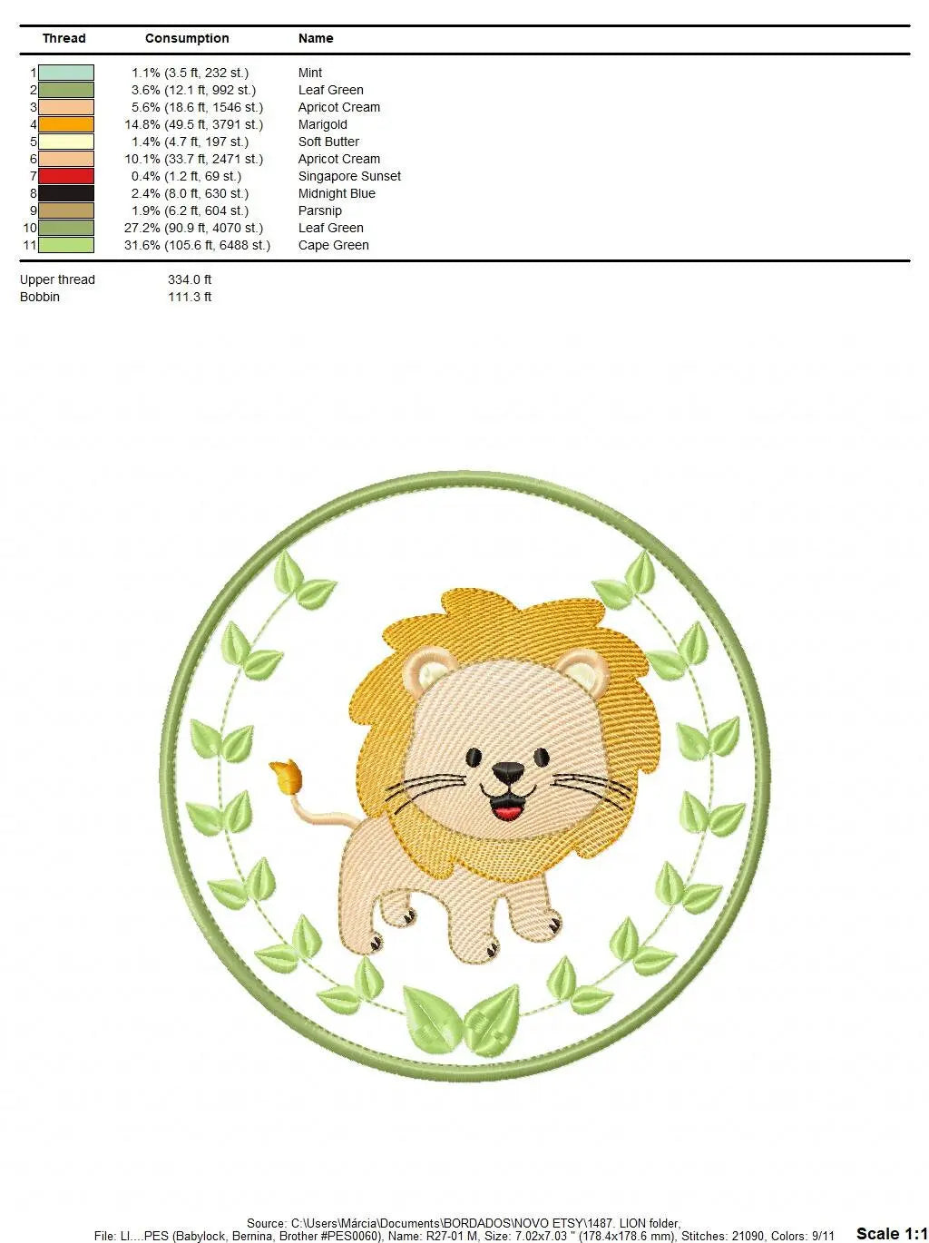 Lion embroidery designs - Safari embroidery design machine embroidery pattern - Animal embroidery file - Lion with applique frame pes jef Marcia Embroidery