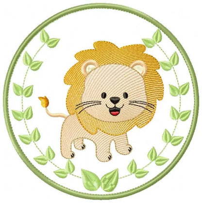Lion embroidery designs - Safari embroidery design machine embroidery pattern - Animal embroidery file - Lion with applique frame pes jef Marcia Embroidery