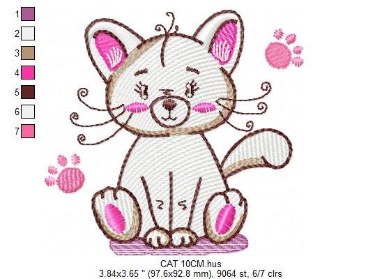 Cat embroidery design - Animal embroidery designs machine embroidery pattern - Kitten embroidery file - baby girl embroidery cat design Marcia Embroidery